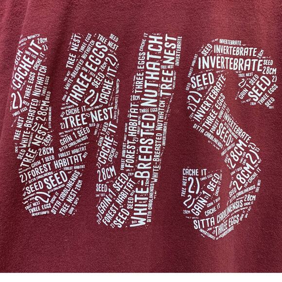 Wingspan Inspired Mens Large White-Breasted Nuthatch Bird Upcycled Henley Tee - Picture 4 of 4